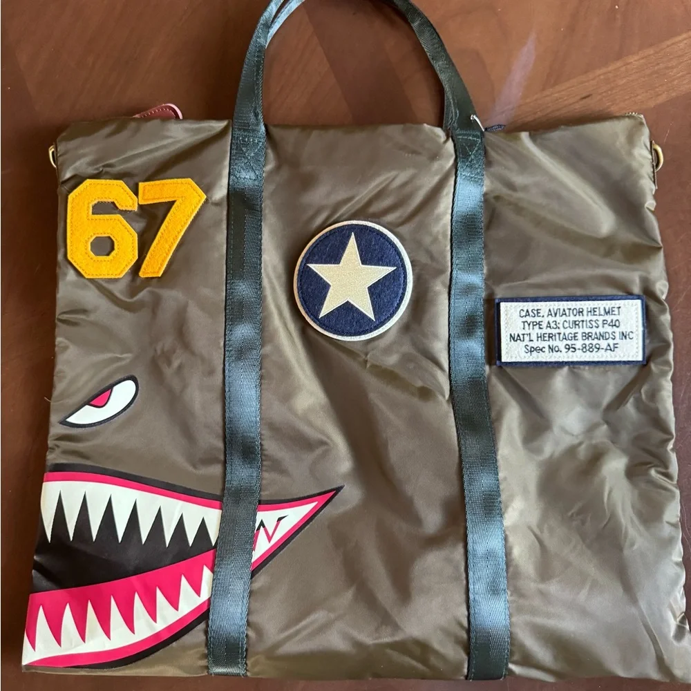 Brown Camouflage Travel/Helmet Tote with Shark Mouth Design